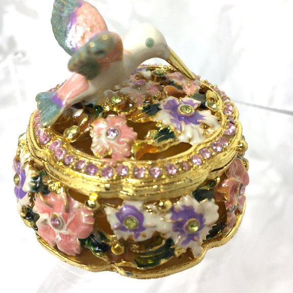 Humming Bird Jeweled Trinket Box - Picture 6 of 9